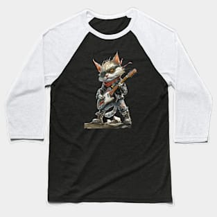 Feline Grooves: Punk Rock Cat Baseball T-Shirt